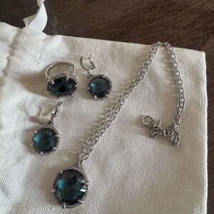 Judith Ripka Silver Necklace with Blue Green Gemstone
